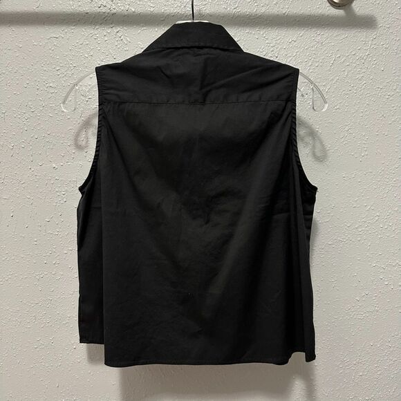 THE SHIRT Rochelle Behrens Sleeveless Button Down Black Boxy Cropped Size M - Picture 8 of 12